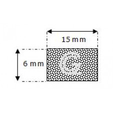 Rechthoekig mosrubber snoer | 6 x 15 mm | rol 50 meter